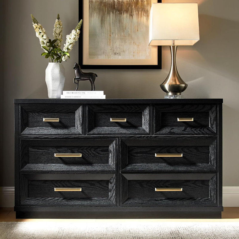 Commode 7 tiroirs Rylo, Noir