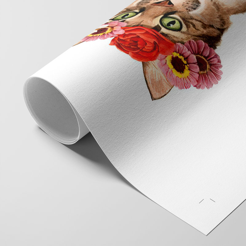 Flower Crown Cats II - Impression sur toile seulement - NON-CADRE, H 27 po x l 18 po