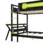 Lit superposé double avec deux bureaux de jeu intégrés, ports de bureau USB et organisateur de panneau perforé, cadre de jeu superposé pour joueur, vert-318533243-318533245
