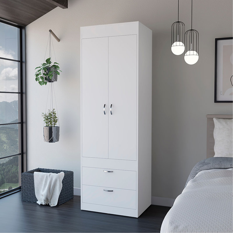 Armoire, deux tiroirs, finition blanche