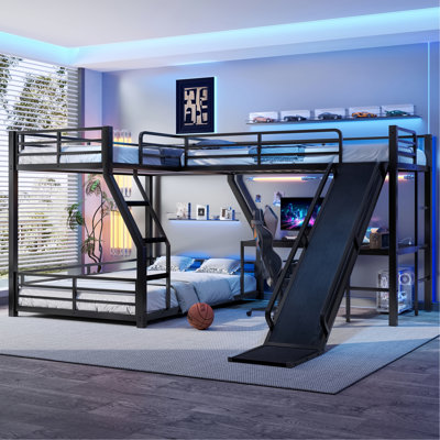 L-Shaped Bunk Bed With USB Ports