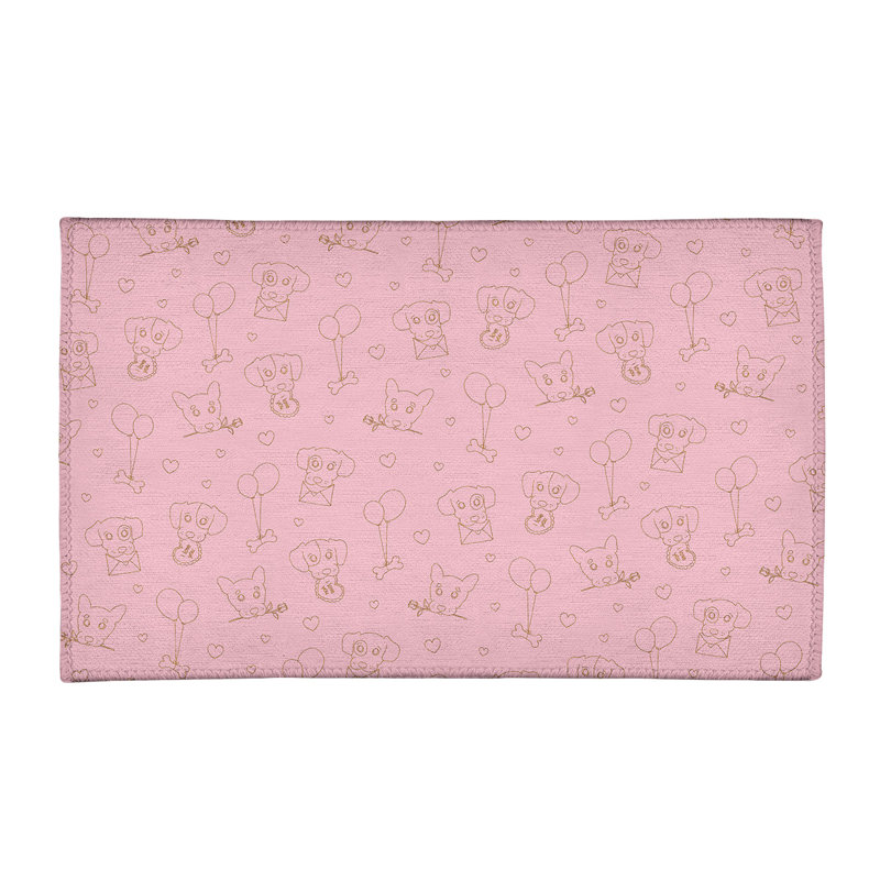 Tapis zone rose fait main, Rectangle 3 pi x 5 pi