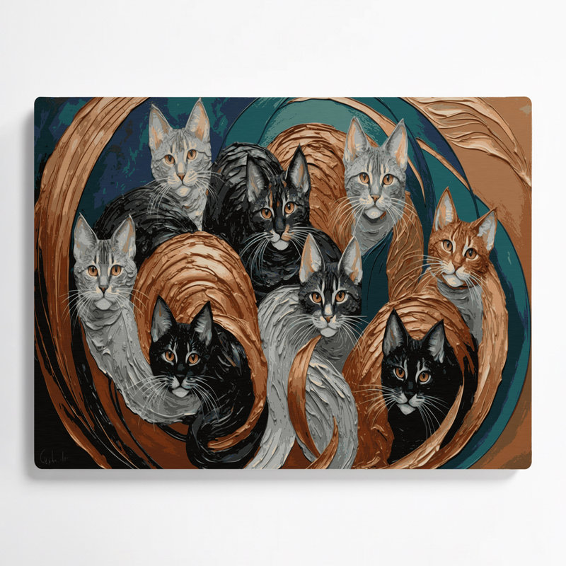 Cats German Rex, art mural en métal brun, H 20 po x l 24 po