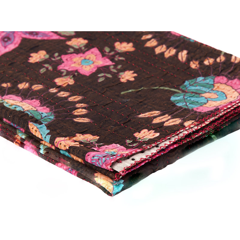 KANTHA COTTON Quilted Throw Blanket