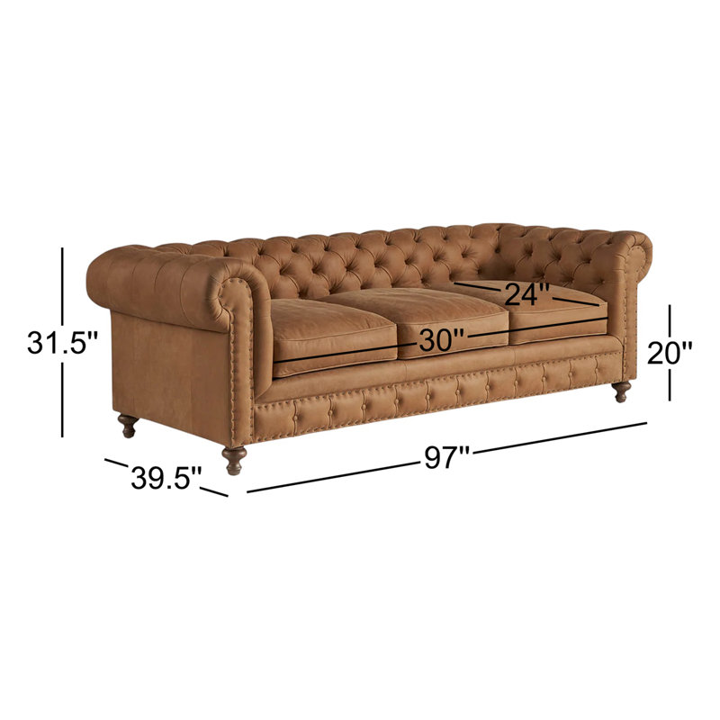 Canapé Hayes Berkeley, Cuir véritable brun clair