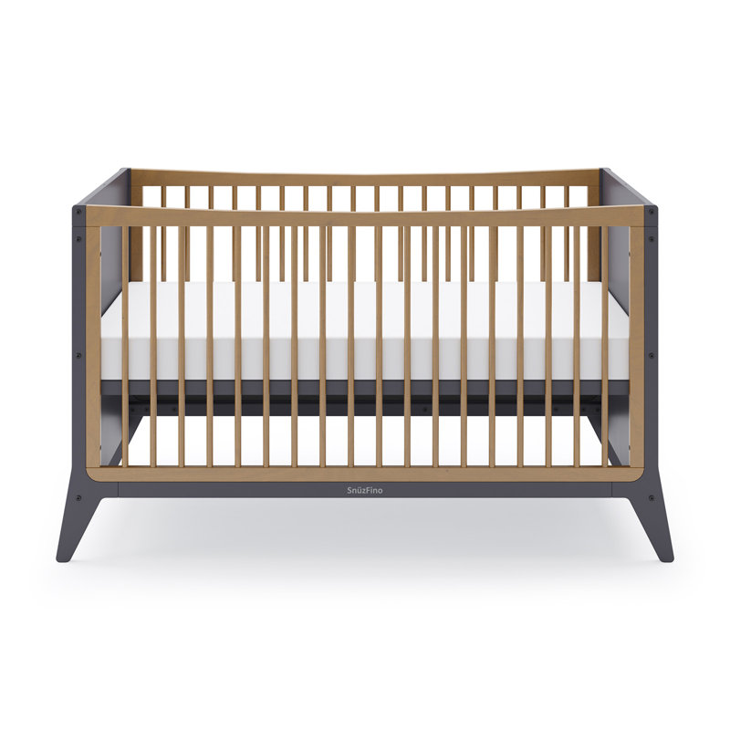 SnuzFino Cot Bed with Toddler Kit, Slate/Natural
