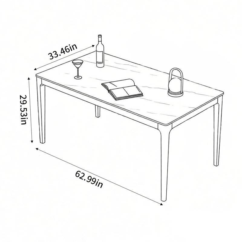 Table de salle à manger Fashion, H 29,53 po x L 62,99 po x l 33,46 po