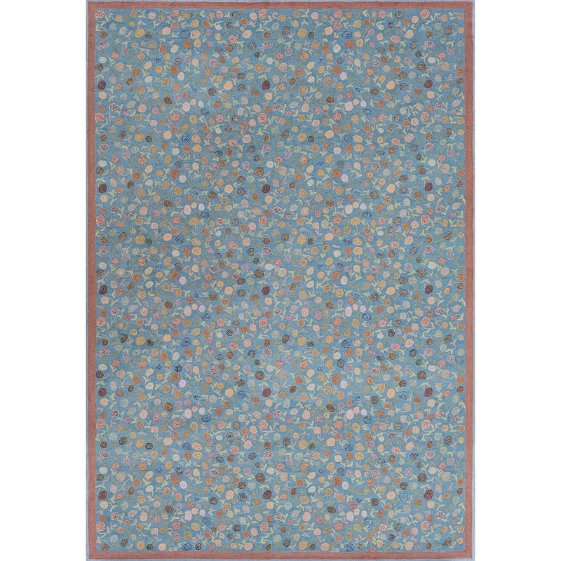 Florals Area Rug, Blue, 9' x 13'