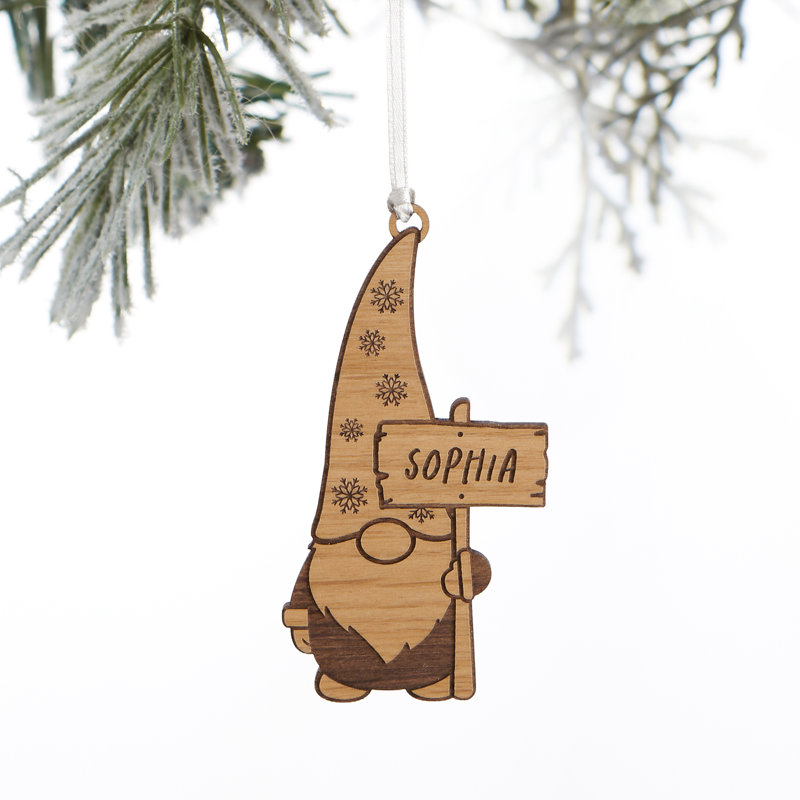 Ornement en bois personnalisé Christmas Gnome, Brun, Oui