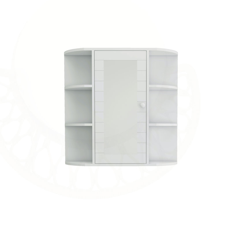 Wall-Mounted Bathroom Cabinet With Mirror, 6 Open And 3 Adjustable Shelves For Versatile Storage And Modern Aesthetic