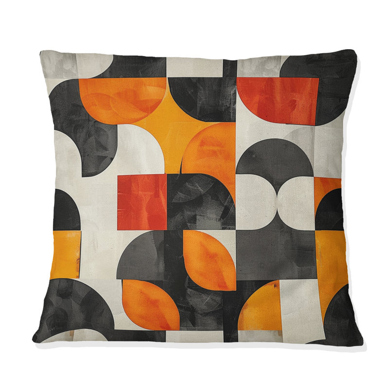 Coussin décoratif rouge et noir Midcentury Geometric Shapes II - Midcentury Colours, H 16 po x l 16 po