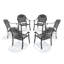 Chaise de patio en aluminium coulé 6 pièces avec structure noire et coussins rouges-882976669-882976670