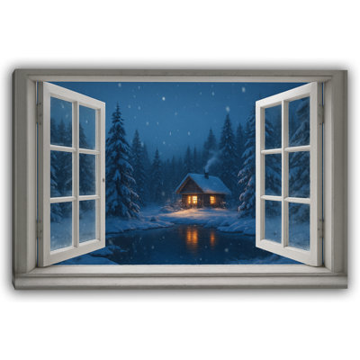 Evening Retreat – Winter Window View Landscape Wall Art
