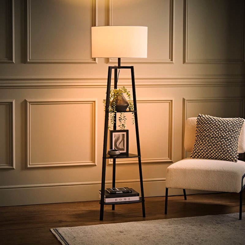 Aidrian 155cm Tripod Floor Lamp, Black, Yes, White