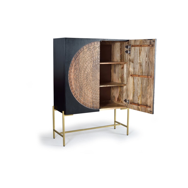 Larned Solid Wood 2 - Door Rectangle Accent Cabinet