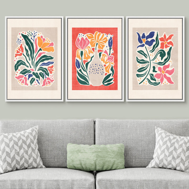 Illustration botanique abstraite colorée, images bohème contemporaines modernes, impression numérique sur toile giclée sur toile