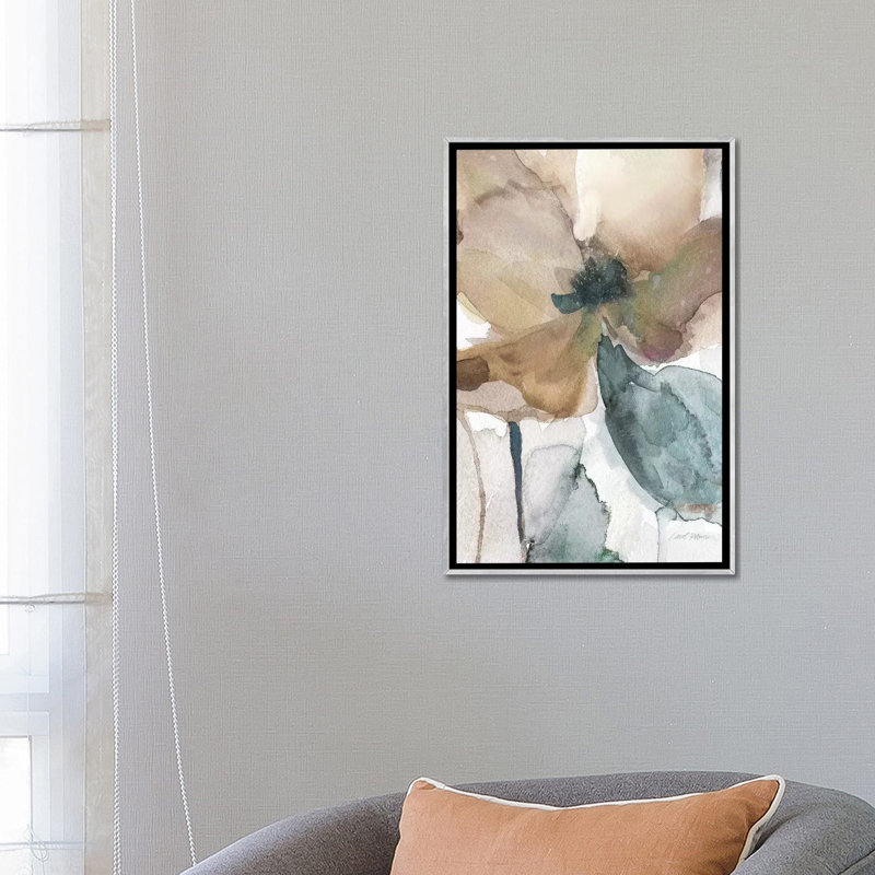 « Watercolor Poppy I » par Carol Robinson, reproduction d’art, H 26 po x l 18 po x P 1,5 po, Toile avec cadre argenté