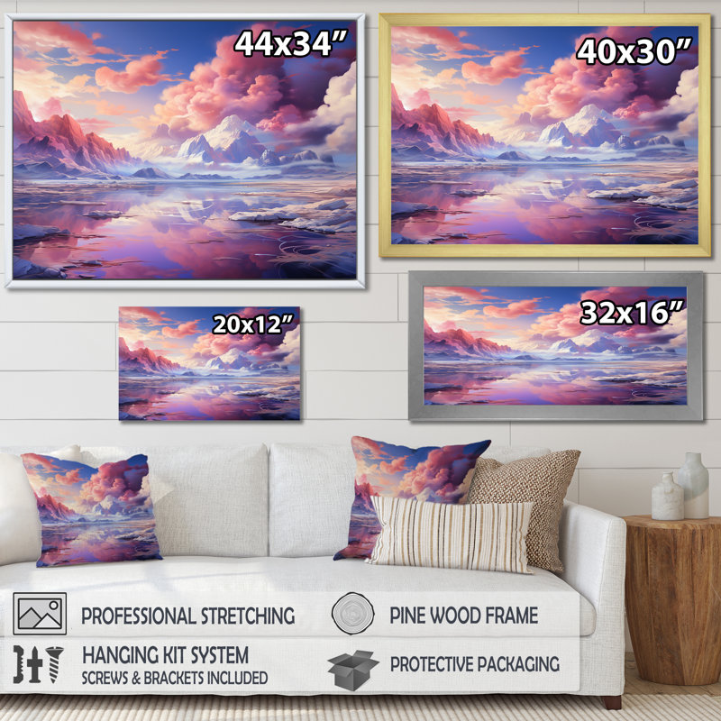 Kawaii Landscape Clouds III sur impression sur toile, H 34 po x l 44 po x P 1,5 po, Cadre flottant noir