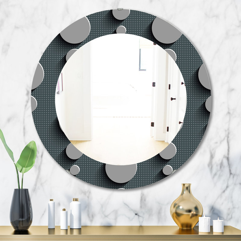 Circles Abstract Technology Traditional Walll Mirror, 23.6" H x 23.6" W