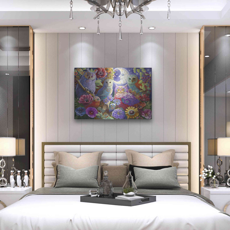 Millwood Pines «Night Owl Gathering» par Laura audi, art mural en métal, H 24 po x l 36 po