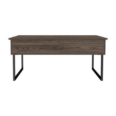 Table basse à plateau relevable, deux pieds - noyer foncé