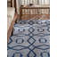 Tapis intérieur géométrique en laine bleu clair noué à la main-110169726