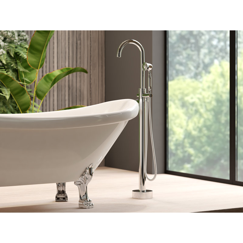 Floor Mounted Freestanding Single Handle Tub Filler Faucet Neptune - Chrome, Float Handle, Chrome
