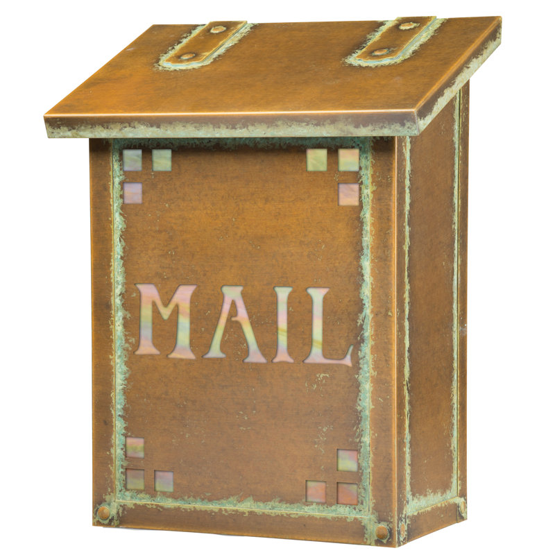 Boîte aux lettres murale Pasadena, Or irisé, Vert nouveau