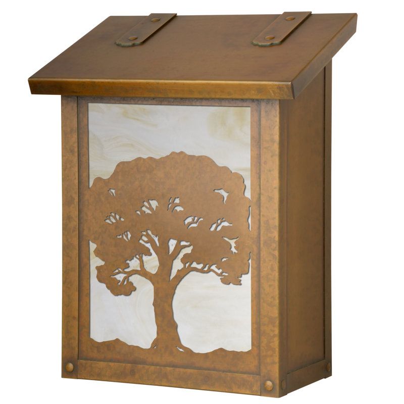 Boîte aux lettres murale verical chêne tree, Or irisé, Laiton chaleureux