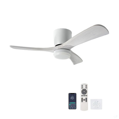 Ventilateur de plafond en bois massif 42 "avec plafonnier encastré, moteur à courant continu