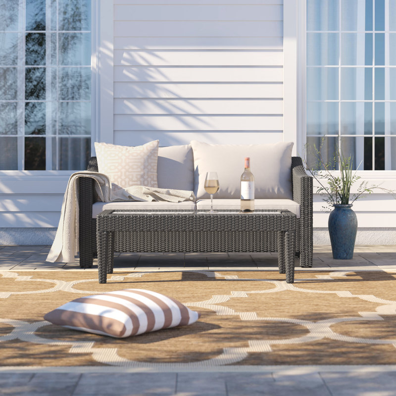 Amarveer 4 - Person Patio Conversation Set with Cushions, Gray, 1