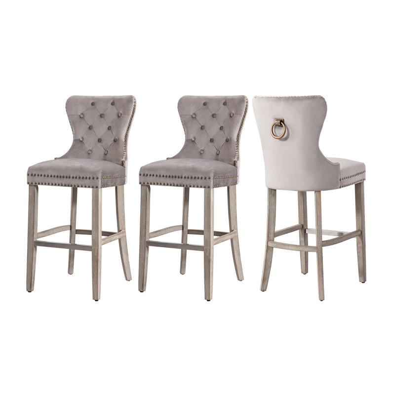 Tabouret de bar et de comptoir Kirsten, Gris, Gris, Tabouret de bar (siège d'une hauteur de 29 po)