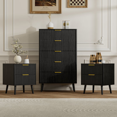 3-Piece Bedroom Set (1 Dresser + 2 Nightstands) by George Oliver
