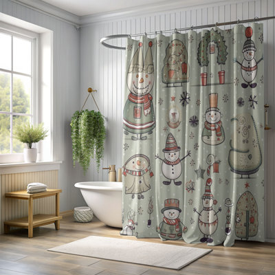 Snowy Snowman Expression - Premium Shower Curtain