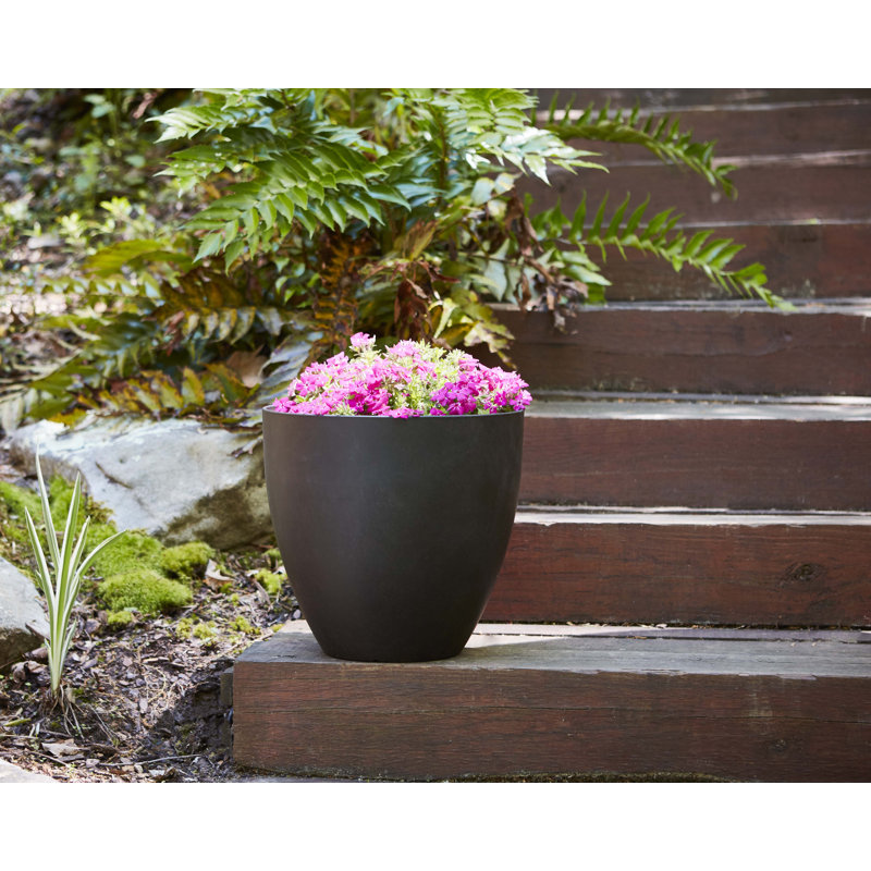 Pot à fleurs rond en résine, Café, H 12 po x l 13 po x P 13 po