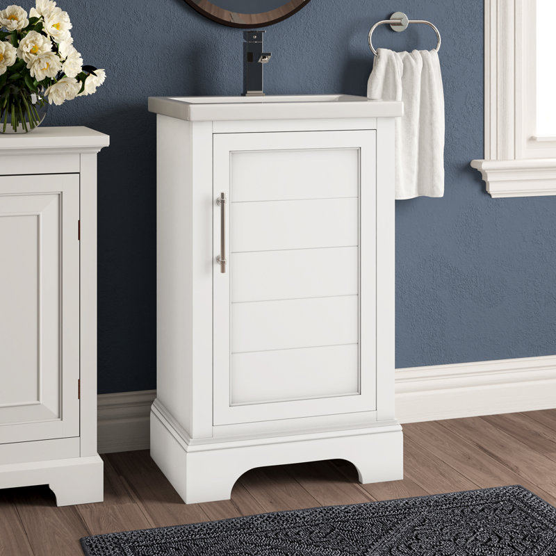 Vannes 20" Single Sink Freestanding Bathroom Vanity with Ceramic Top , White