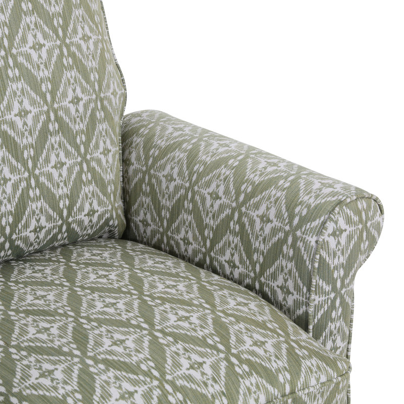 Leni Upholstered Recliner, Pistachio Green Ikat