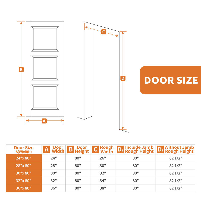 Porte intérieure à 3 panneaux et porte en dalle noire avec couche de base standard pour chambre à coucher, salon 32 po x 80 po