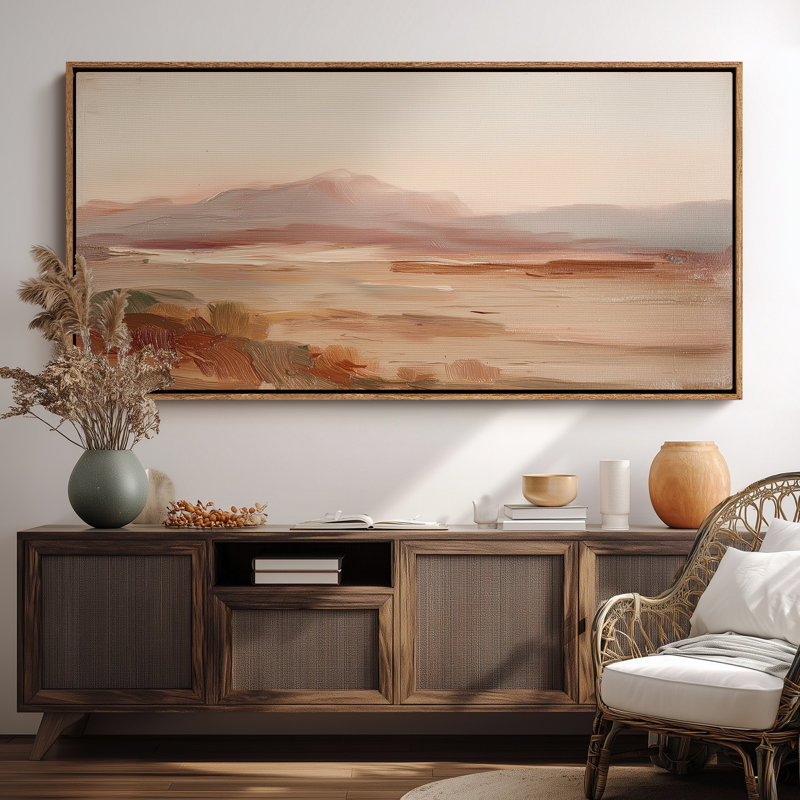 «Warm Desert Landscape Brushstroke», reproduction d'art sur toile, H 30 po x l 60 po, Naturel