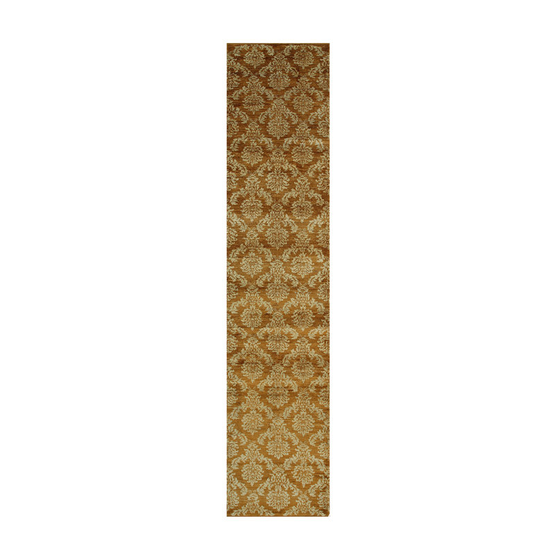 Tapis rectangulaires modernes et élégants en laine de coton damassé noué à la main beige brun ivoire