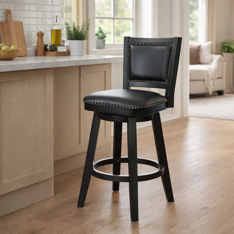Tabouret de bar et de comptoir Angelja, Noir, Tabouret de bar (siège d'une hauteur de 30 po)