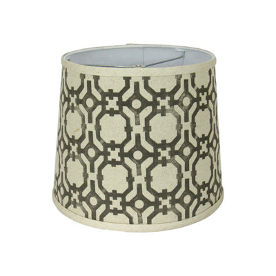 Modern Geometric Drum Lamp Shade – Neutral Tan And Gray Pattern With Spider Washer Fitting For Table Or Floor Lamps