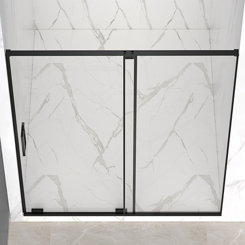 56-60" W X 72" H Semi-Frameless Sliding Shower Door, Clear Scgg Tempered Glass, Cut Adjustable Width 4"