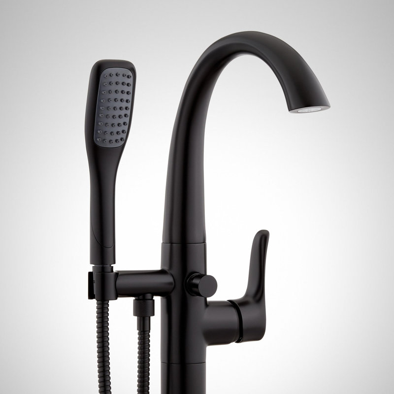 Robinet de baignoire autoportant Provincial - avec valve brute, Noir mat