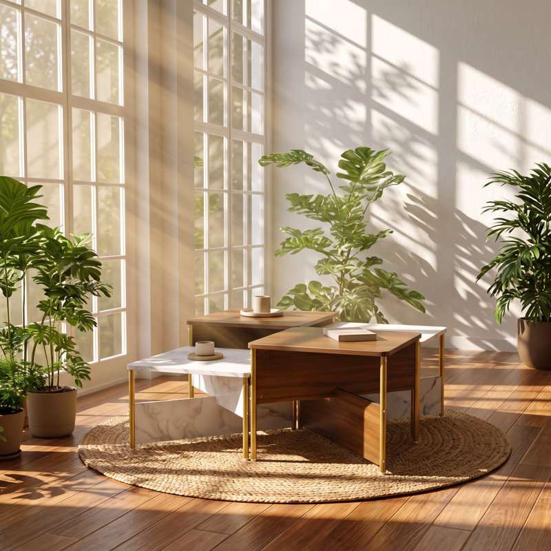 Christopher Knight Home 39.4" W x 39.4" D x 15.7" H Set of 4 Square MDF Nesting Coffee Tables