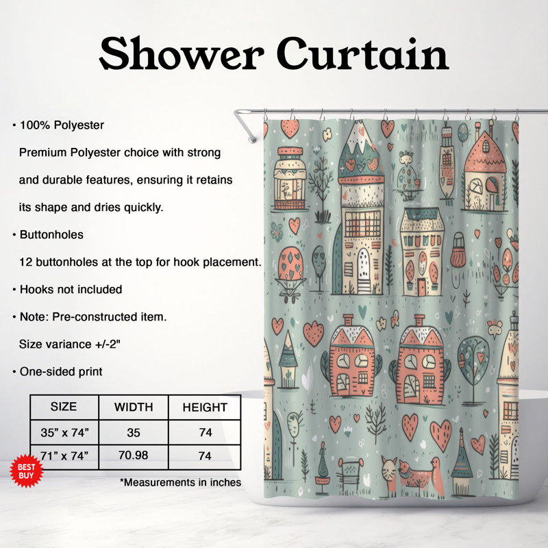 Boho Villa - Premium Shower Curtain, 74"H x 71"W