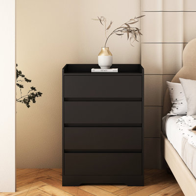 Buffet noir 4 pour le salon - armoire de rangement, 25,03 x 15,46 x 39,42 po, 4 tiroirs, pouces, 67,4 lb, ajoute de l'élégance aux livres et au multimédia