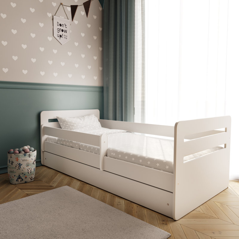 Molly Drawer Convertible Bed and Mattress, European Toddler (80 x 160 cm), White