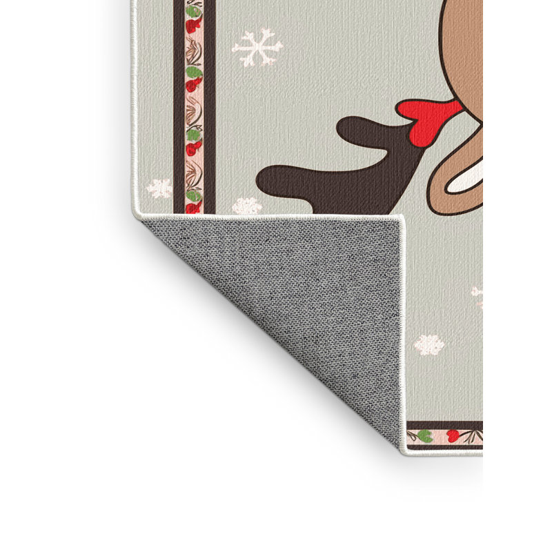Tapis de vacances d'hiver de Noël lavable The Holiday Aisle®, Rectangulaire 2 pi x 3 pi