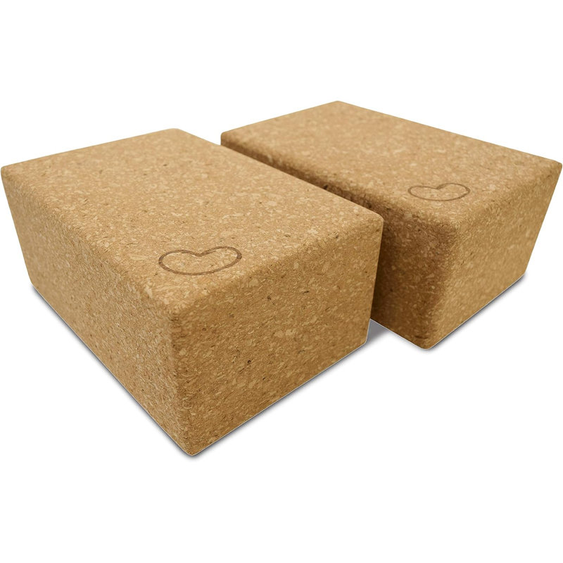 Blocs de yoga antidérapants en liège naturel ou en mousse de qualité studio, H 6 po x l 9 po x P 4 po